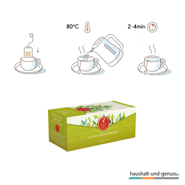 Julius Meinl Tee China Green Jasmine, Grüner Tee, Ziehzeit